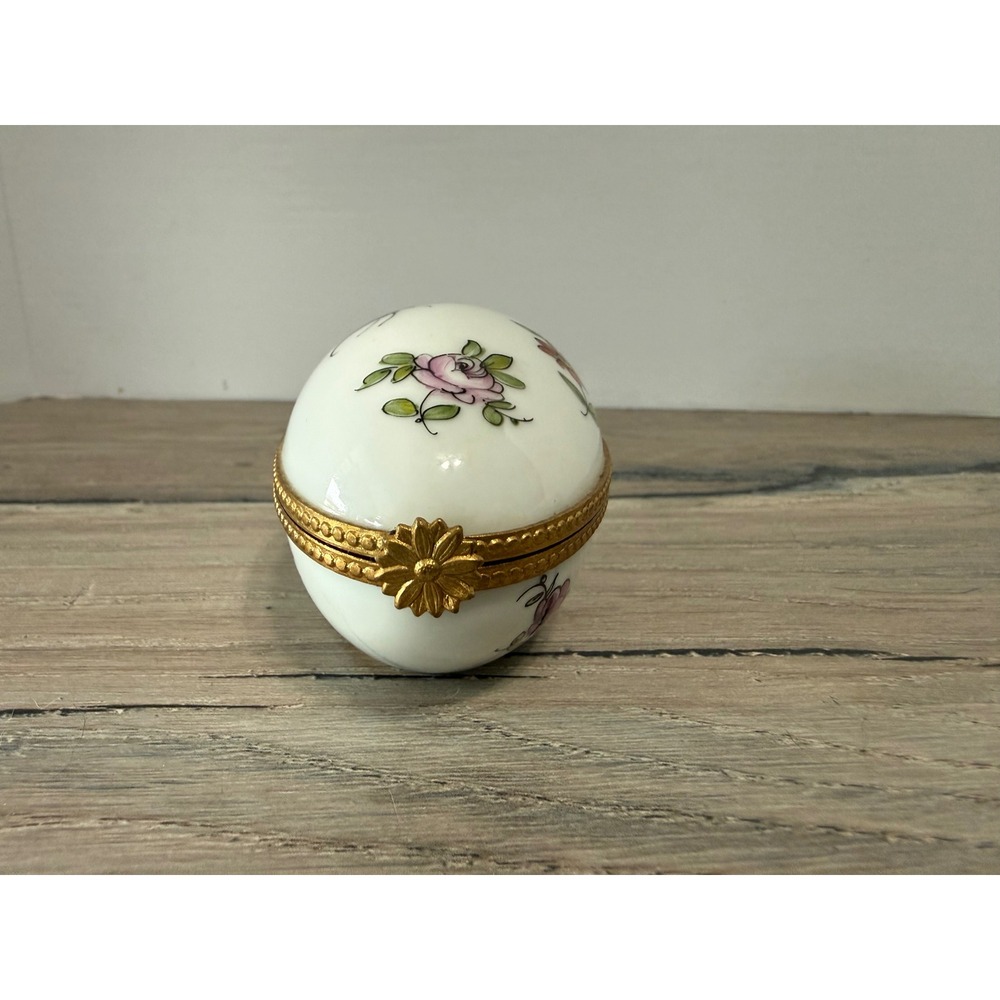 Tiffany & Co Limoges France Hand Painted Porcelain Egg Trinket Floral Dragonfly - Picture 5 of 11